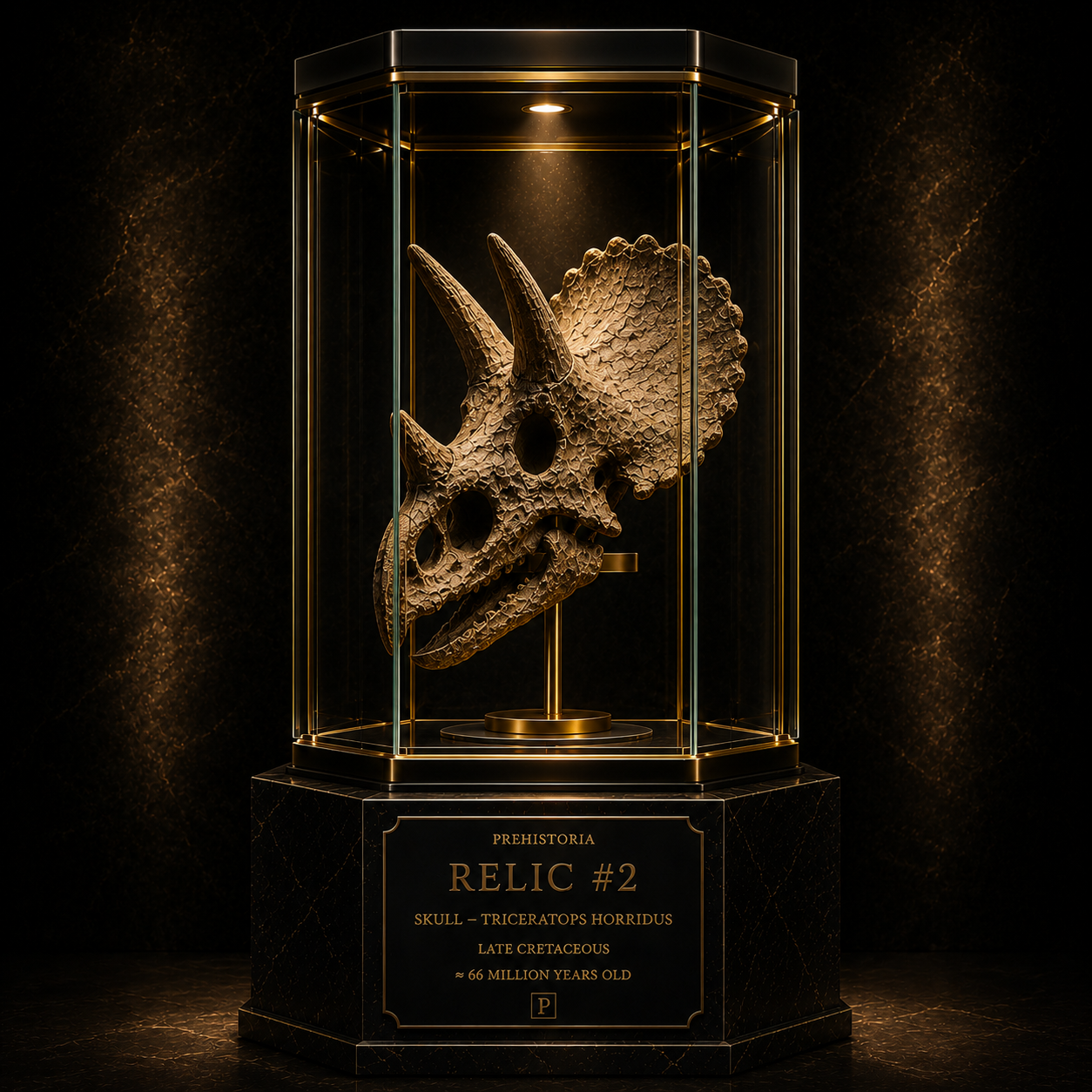 Prehistoria Genesis Relic inside a museum display case